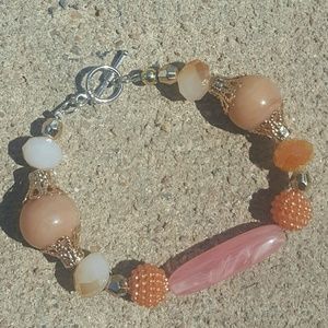 Rose Quartz and Citrine glass beaded bracelet by d